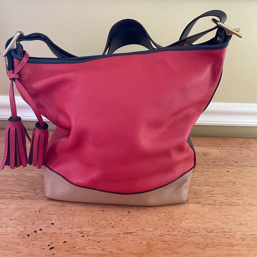 Coach Calf Leather W/Fringe Shoulder Bag